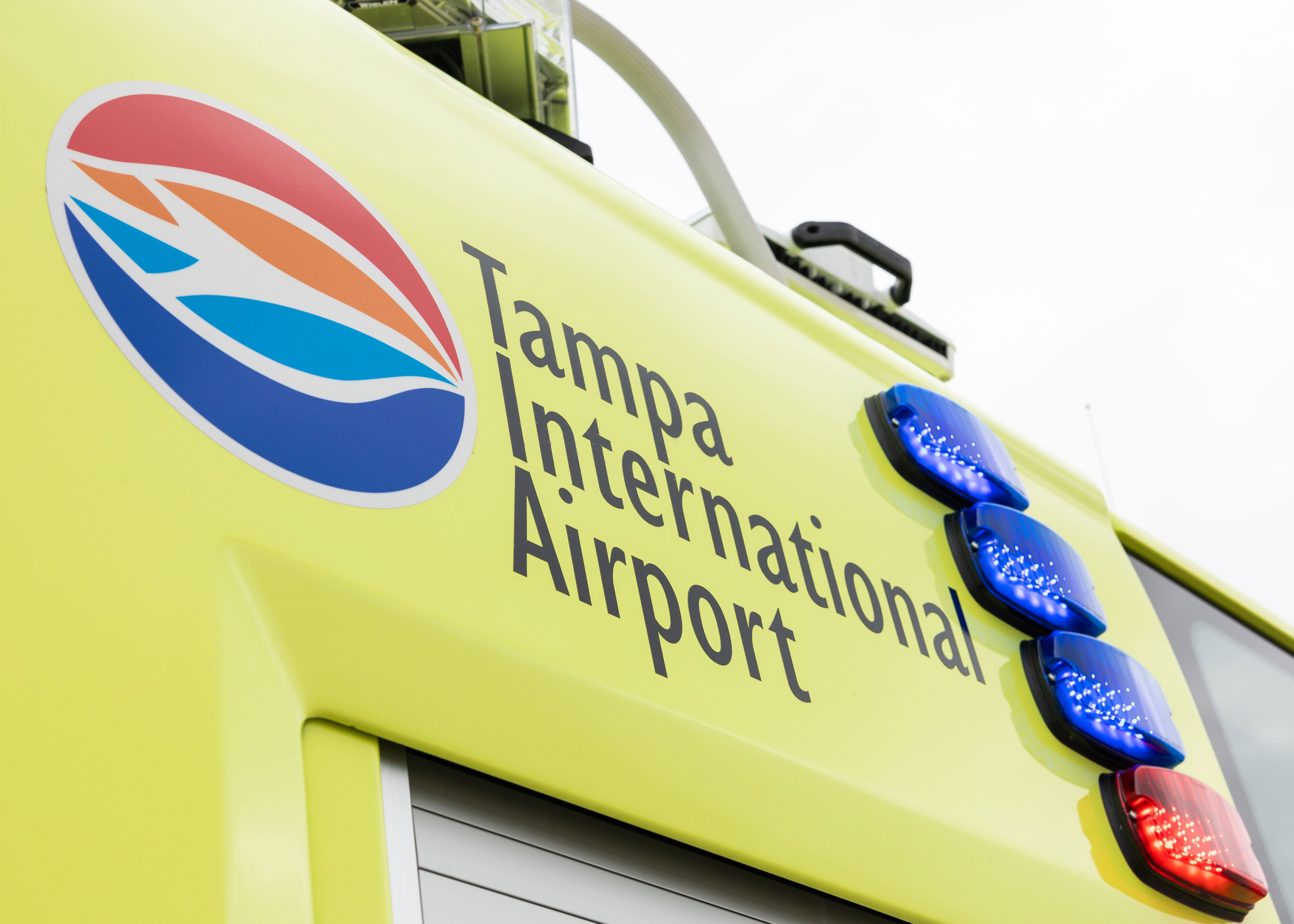 Tampa International Airport graphic on a Striker 6x6 ARFF.