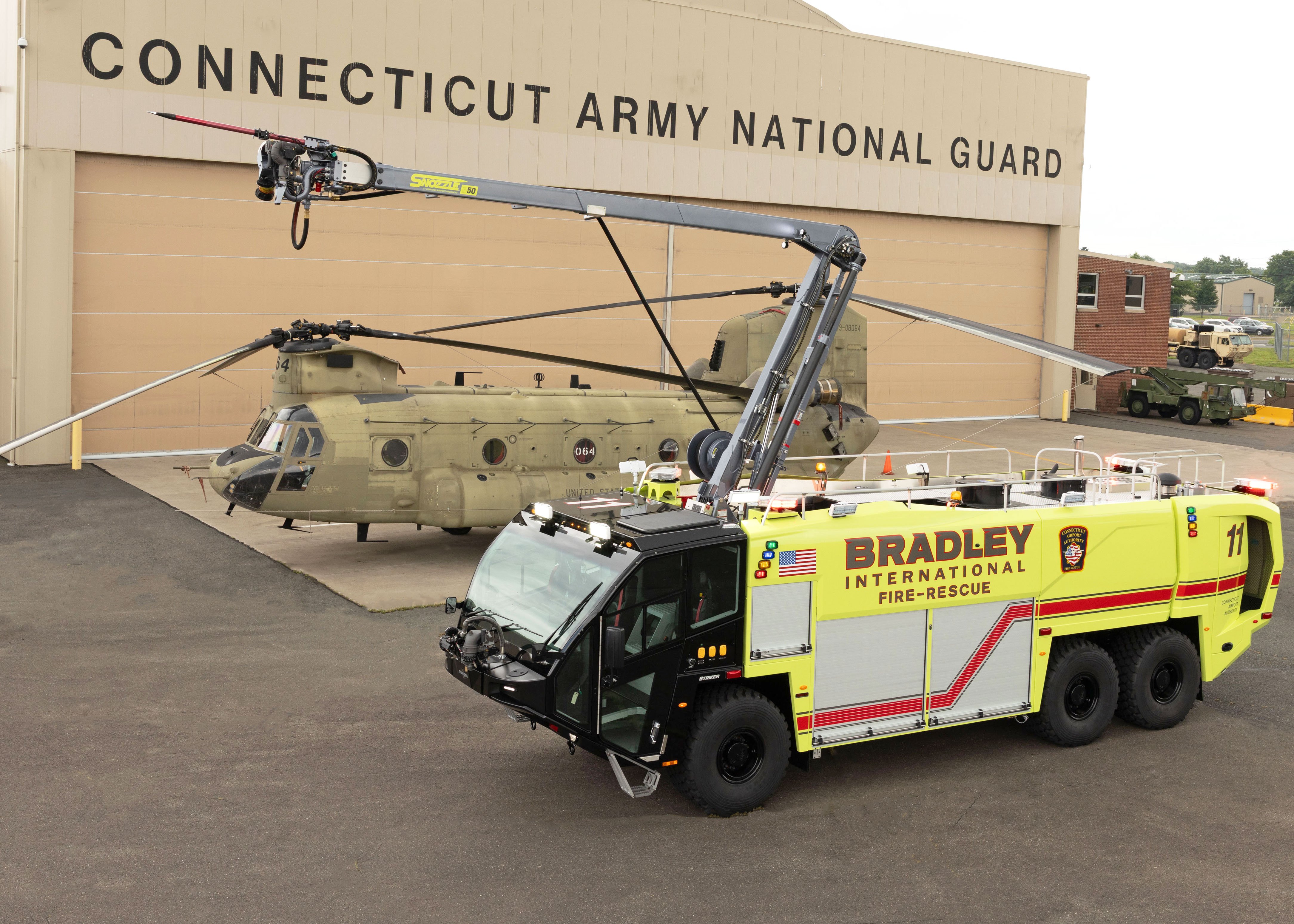 A Striker ARFF parked outside on a cloudy day.
