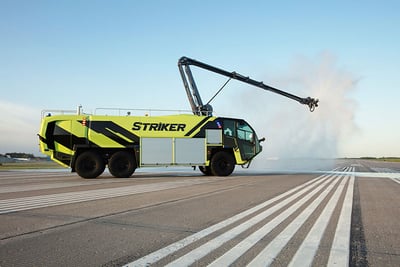 Fire suppression Snozzle turret on Oshkosh Striker