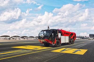 Oshkosh Striker speeding to a scene at an airport