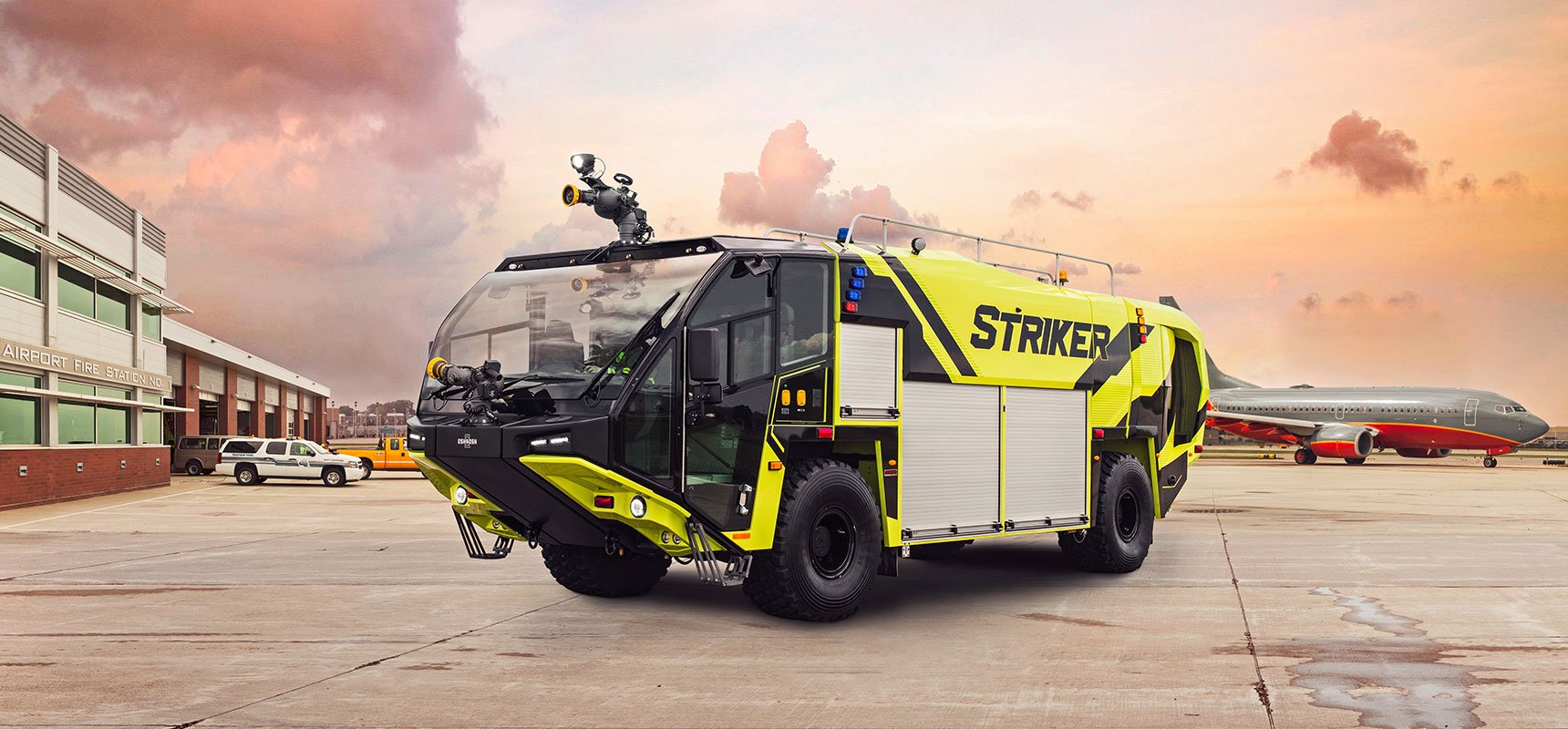 Oshkosh Airport Products Striker 4x4 at an airfield