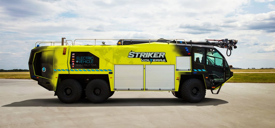 Oshkosh Striker Volterra on airport runway
