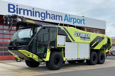 Striker Volterra electric ARFF at Birmingham Airport