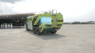 Striker Volterra electric vehicle with Xray graphic showing the interior configuration of standby mode.