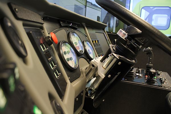 Buttons and gauges of Striker Simulator